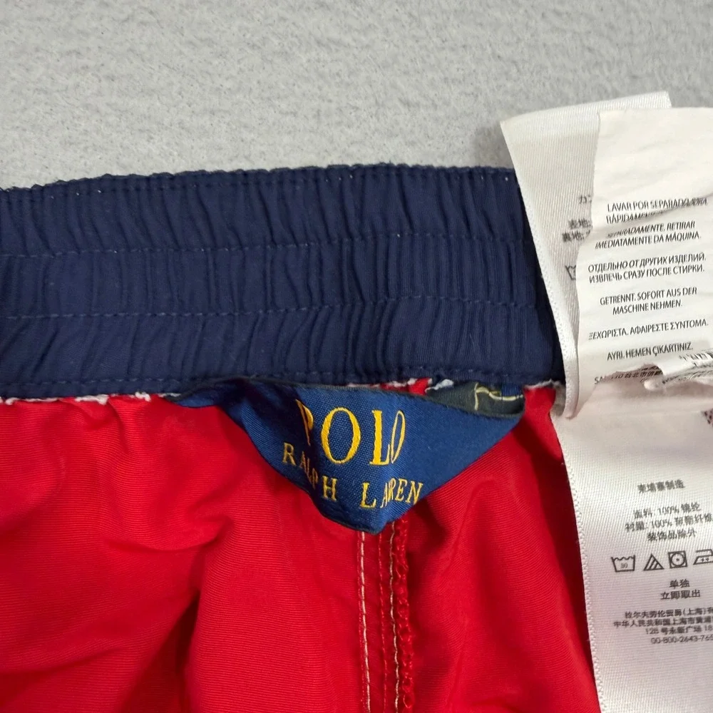 Polo Ralph Lauren Swim Trunks Large Red Traveler Board Shorts Cargo Pocket Pony